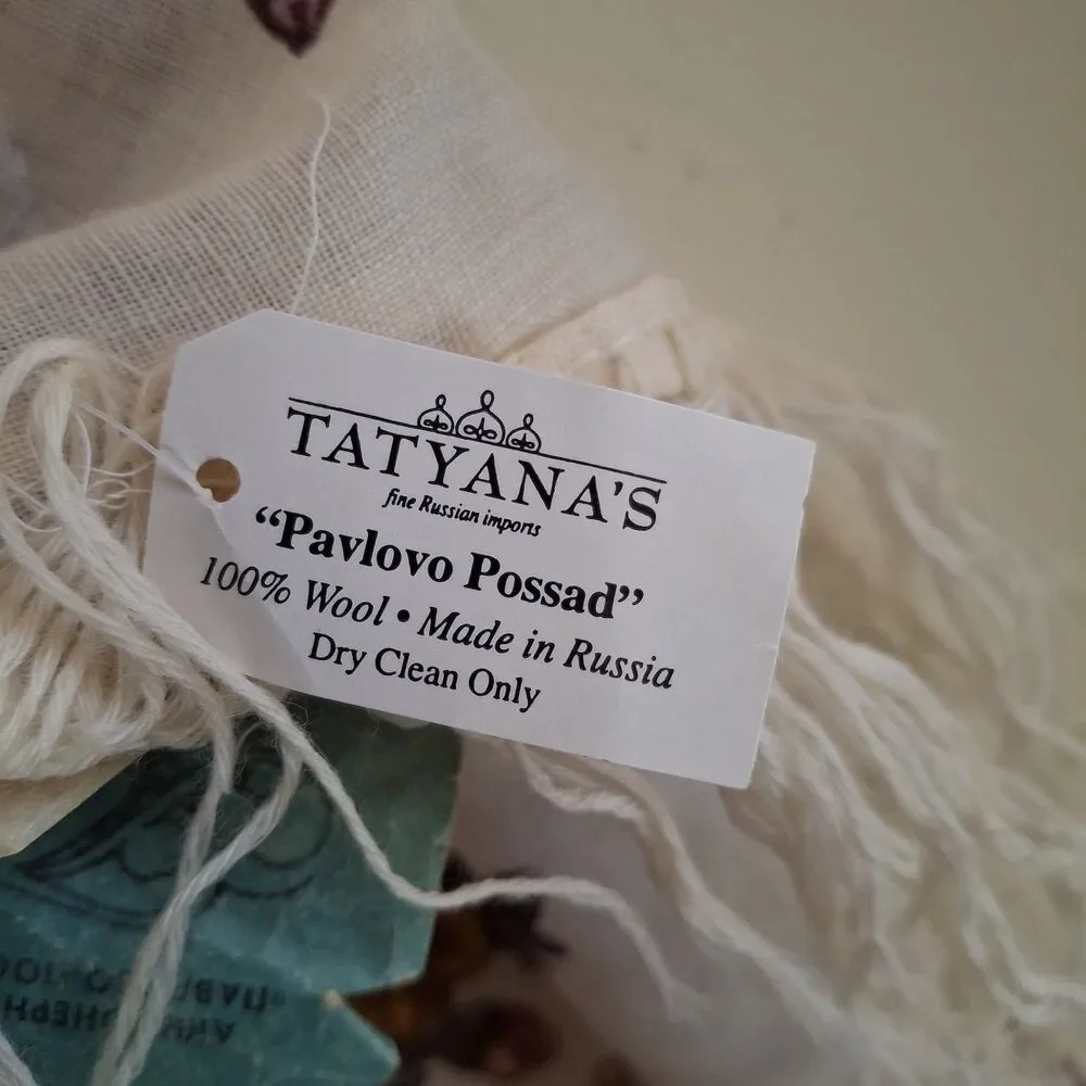 NEW Pavlovo Possad 100% Wool Shawl Scarf RUSSIA 58